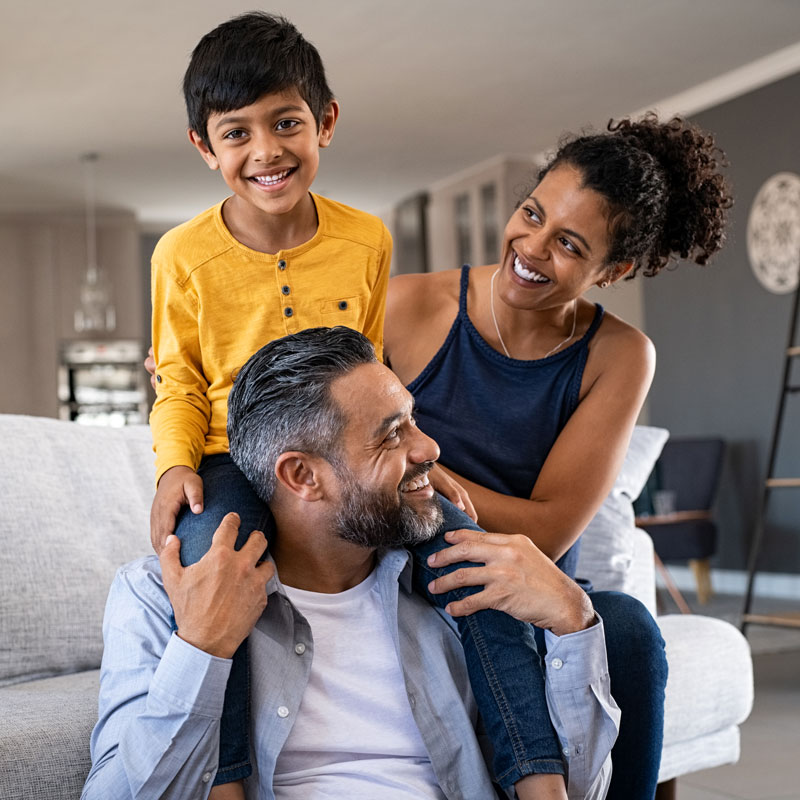 family relaxing at home